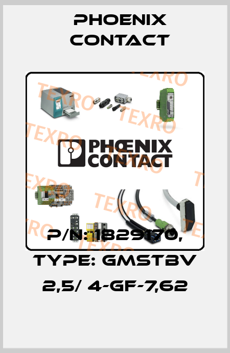 P/N: 1829170, Type: GMSTBV 2,5/ 4-GF-7,62 Phoenix Contact