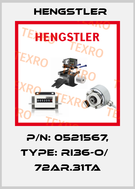 p/n: 0521567, Type: RI36-O/   72AR.31TA Hengstler
