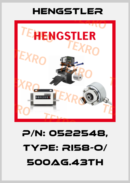 p/n: 0522548, Type: RI58-O/ 500AG.43TH Hengstler
