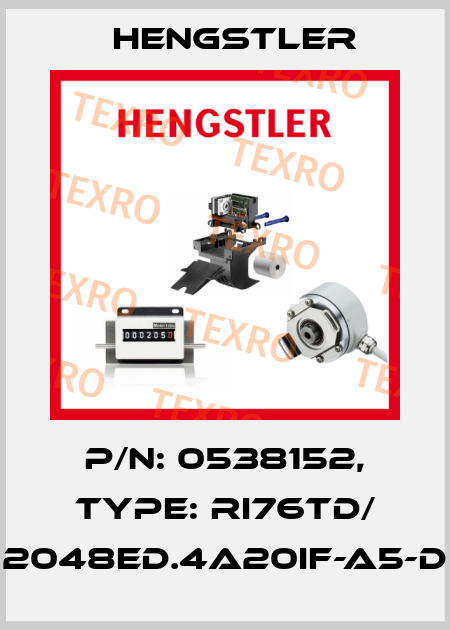 p/n: 0538152, Type: RI76TD/ 2048ED.4A20IF-A5-D Hengstler