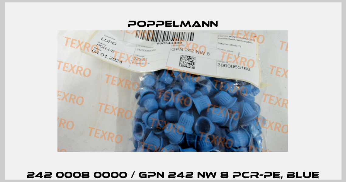 242 0008 0000 / GPN 242 NW 8 PCR-PE, blue Poppelmann