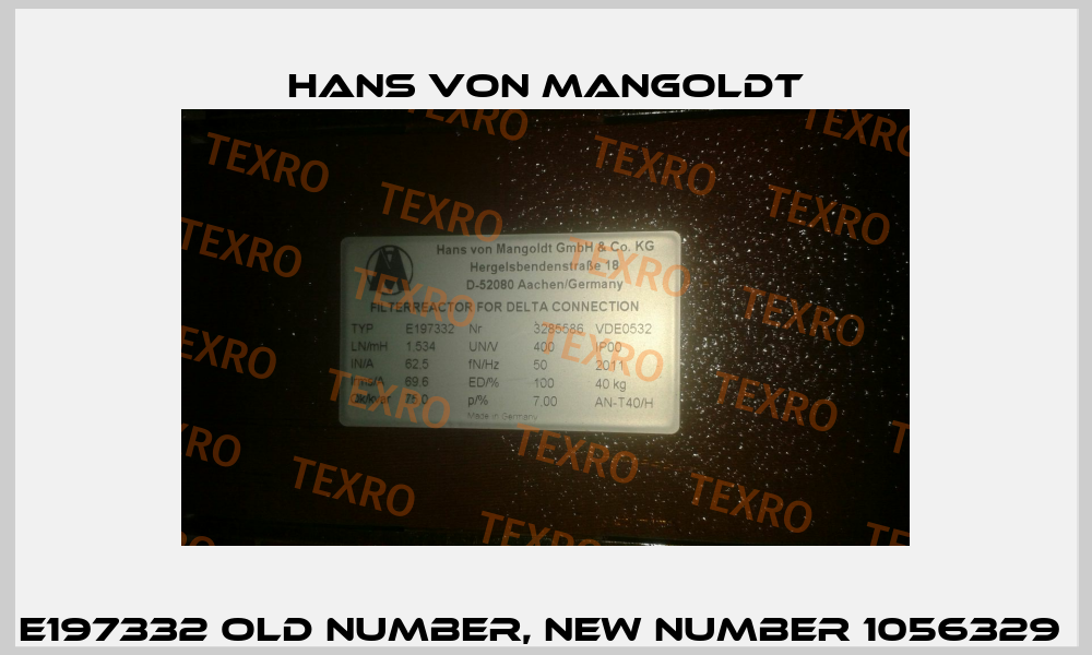 E197332 old number, new number 1056329  Hans von Mangoldt
