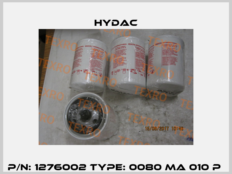 P/N: 1276002 Type: 0080 MA 010 P  Hydac