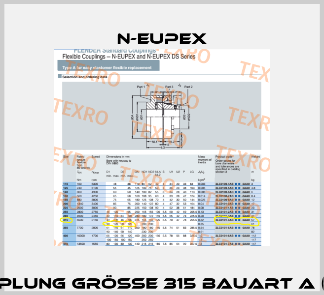 N-EUPEX Kupplung Größe 315 Bauart A (2230017706)  N-Eupex