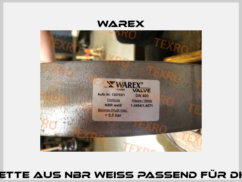 Dichtmanschette aus NBR weiß passend für DKZ 110 / DN 400  Warex