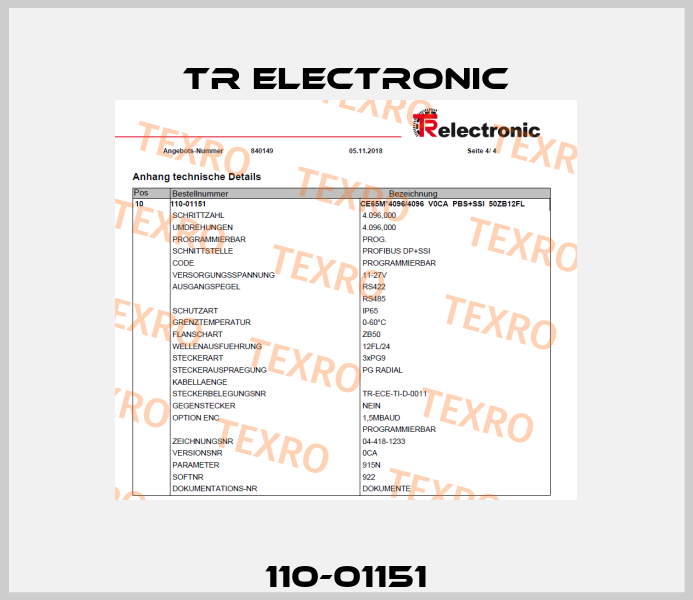 110-01151 TR Electronic