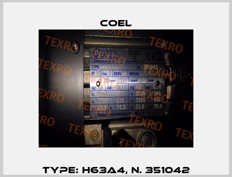 Type: H63A4, N. 351042 Coel