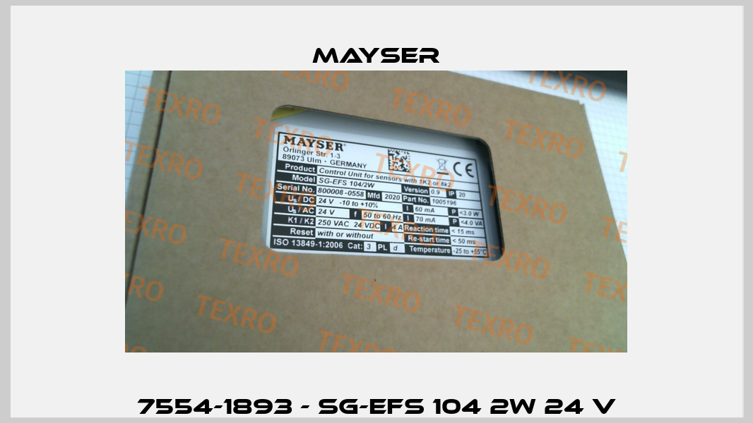 7554-1893 - SG-EFS 104 2W 24 V Mayser
