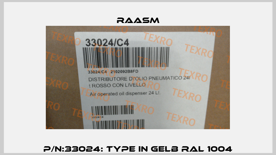 P/N:33024: Type in Gelb RAL 1004 Raasm