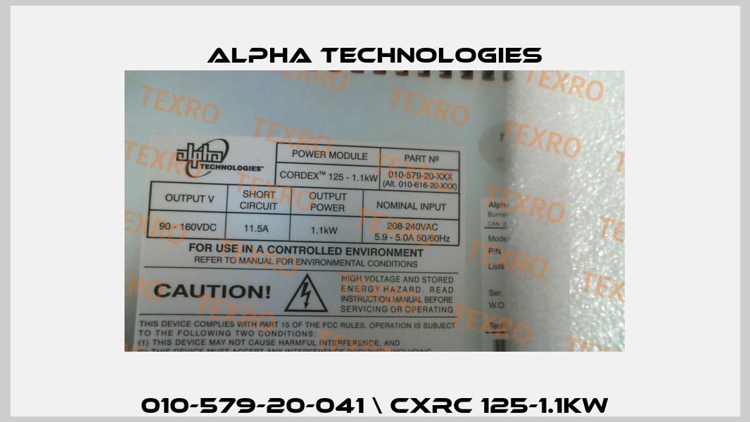 010-579-20-041 \ CXRC 125-1.1kW Alpha Technologies