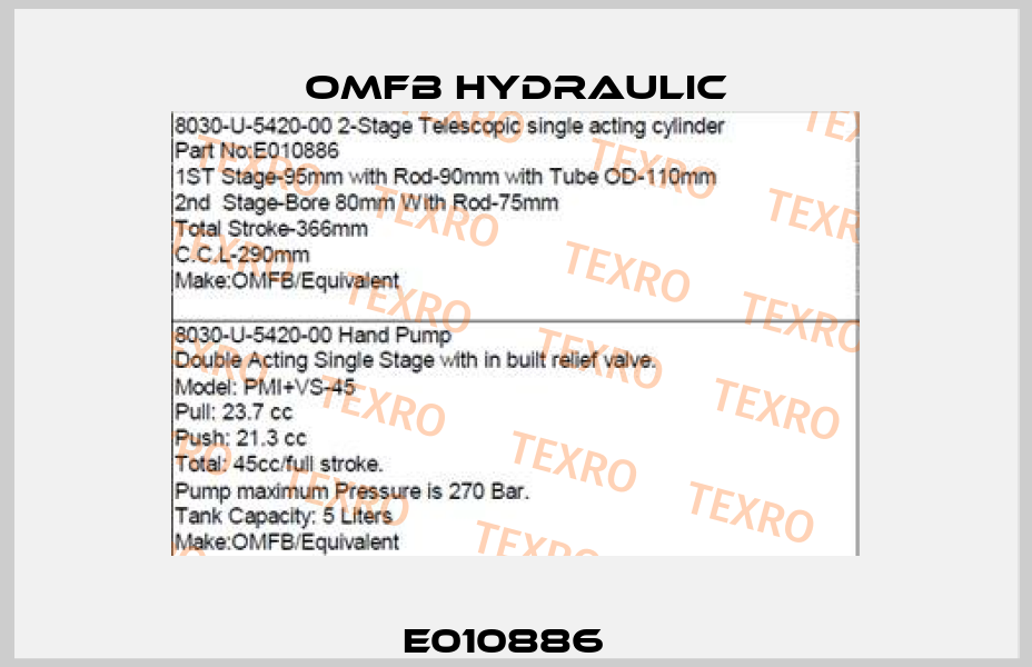 E010886   OMFB Hydraulic