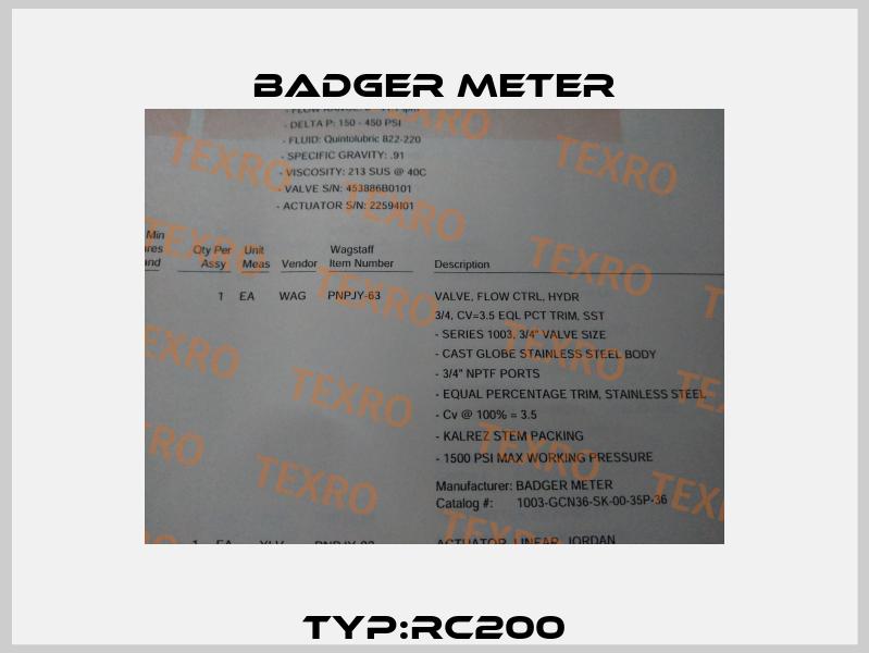 Typ:RC200 Badger Meter
