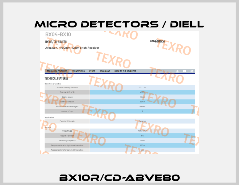 BX10R/CD-ABVE80 Micro Detectors / Diell