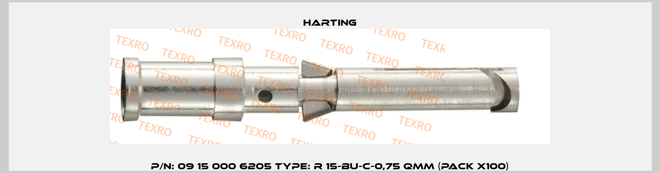 P/N: 09 15 000 6205 Type: R 15-BU-C-0,75 QMM (pack x100) Harting