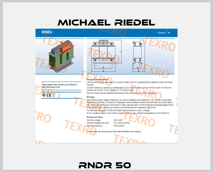 RNDr 50  Michael Riedel Transformatorenbau